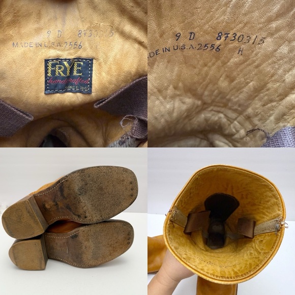 Vintage Frye 2556 Campus Boots Cognac Leather USA Made Black Label MENS Sz 9 D - Picture 11 of 14